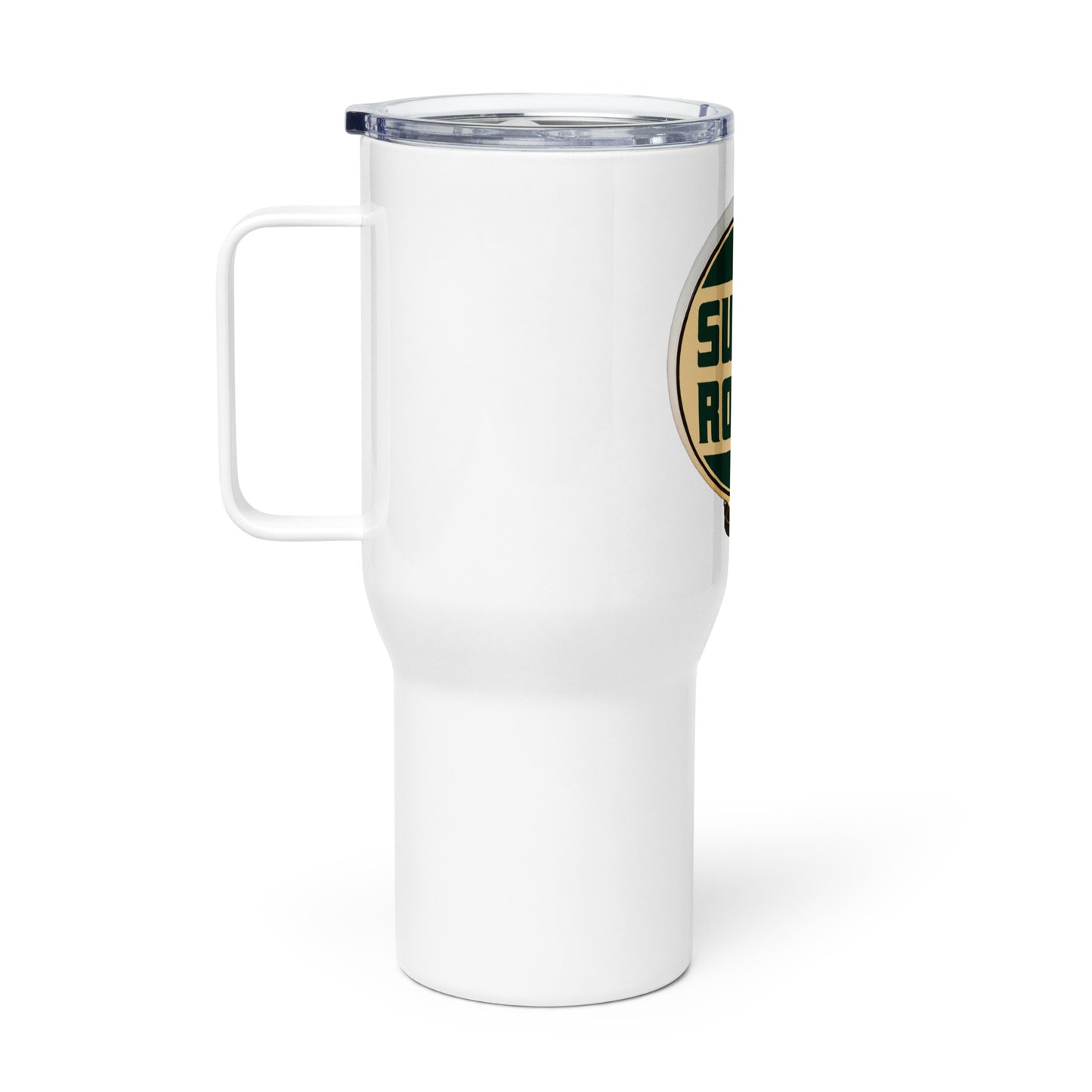 Super Royal Globe Style Travel mug with a handle