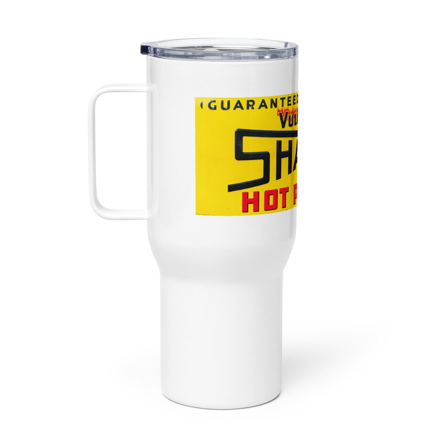 Retro Hot Oil Patch Sign Travel mug with a handle