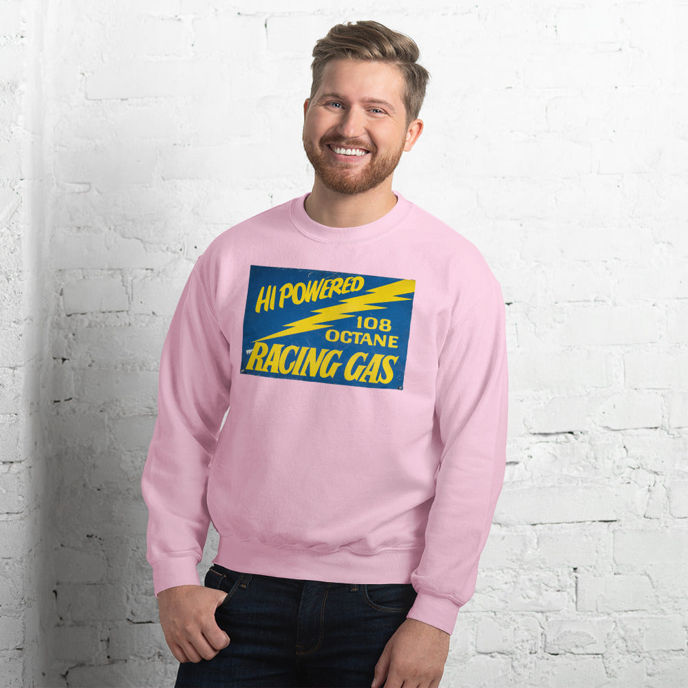 Vintage Racing Gas 108 Octane Porcelain Style Unisex Sweatshirt