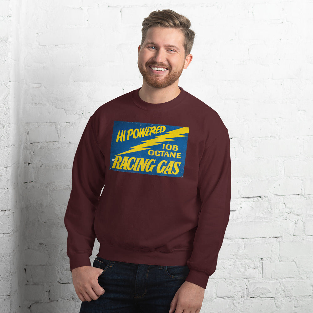 Vintage Racing Gas 108 Octane Porcelain Style Unisex Sweatshirt