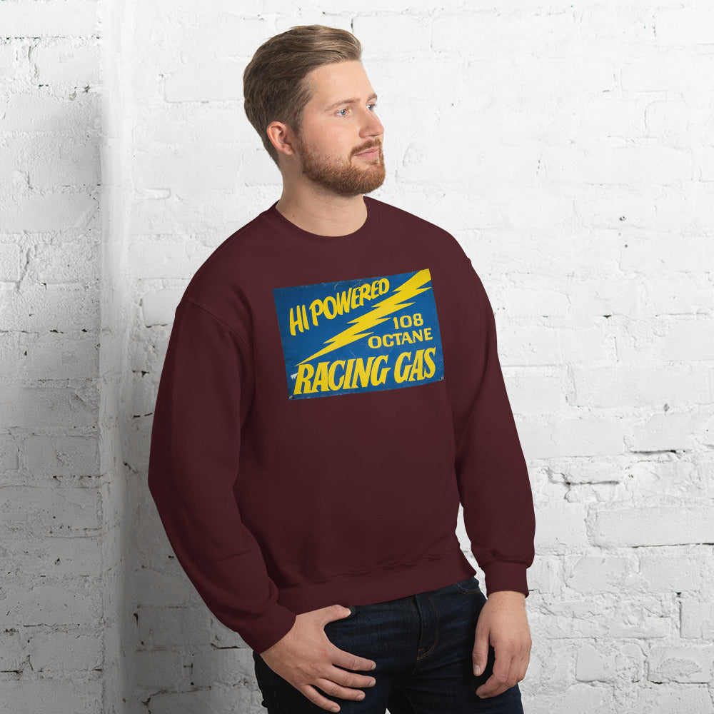 Vintage Racing Gas 108 Octane Porcelain Style Unisex Sweatshirt