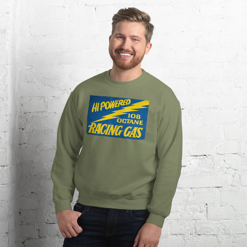 Vintage Racing Gas 108 Octane Porcelain Style Unisex Sweatshirt