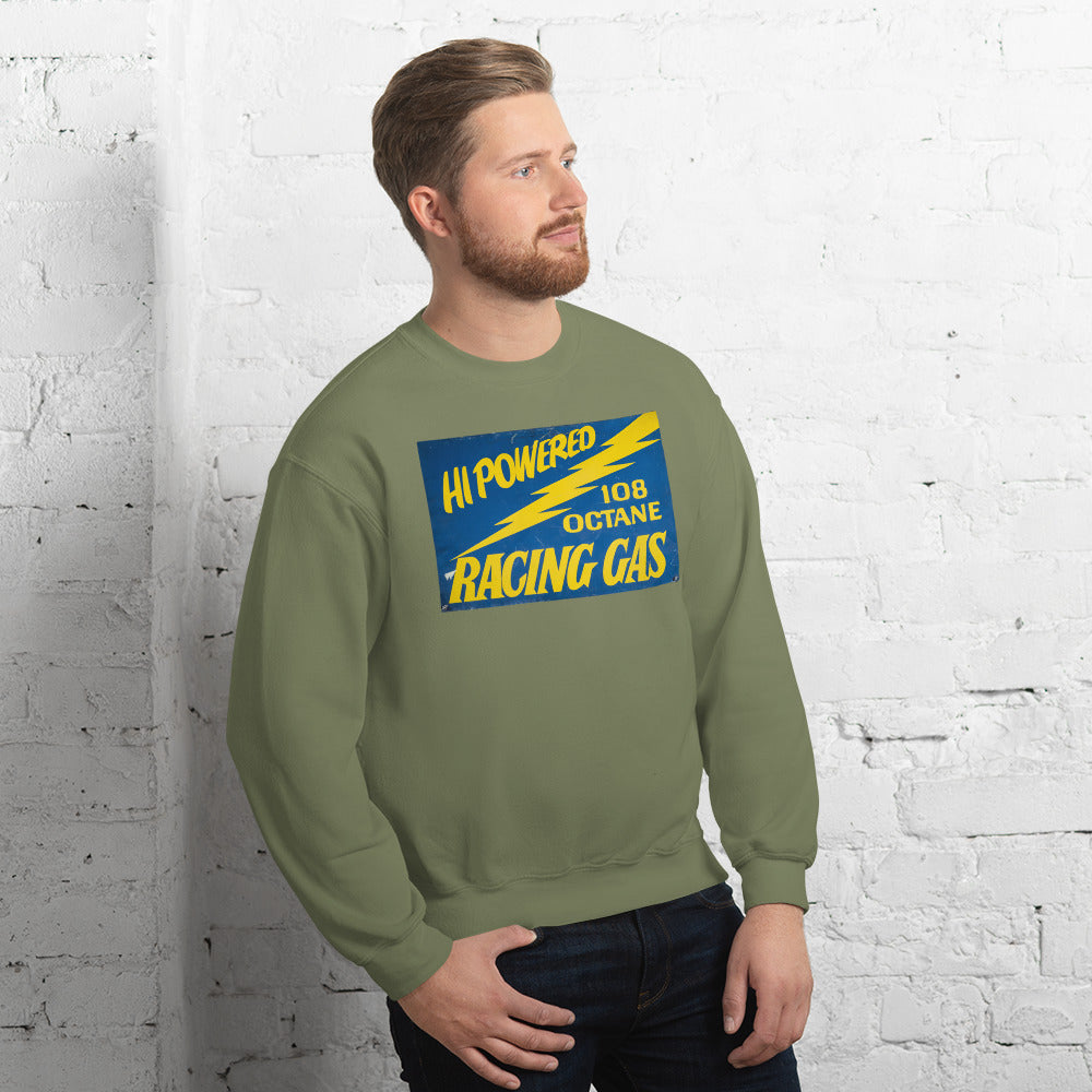 Vintage Racing Gas 108 Octane Porcelain Style Unisex Sweatshirt