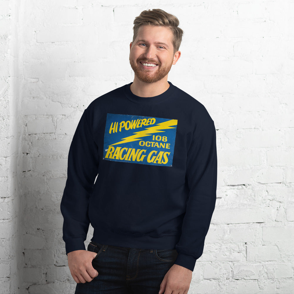 Vintage Racing Gas 108 Octane Porcelain Style Unisex Sweatshirt