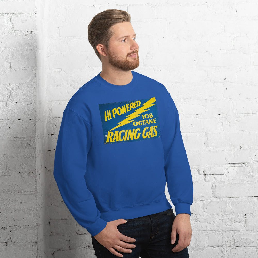 Vintage Racing Gas 108 Octane Porcelain Style Unisex Sweatshirt