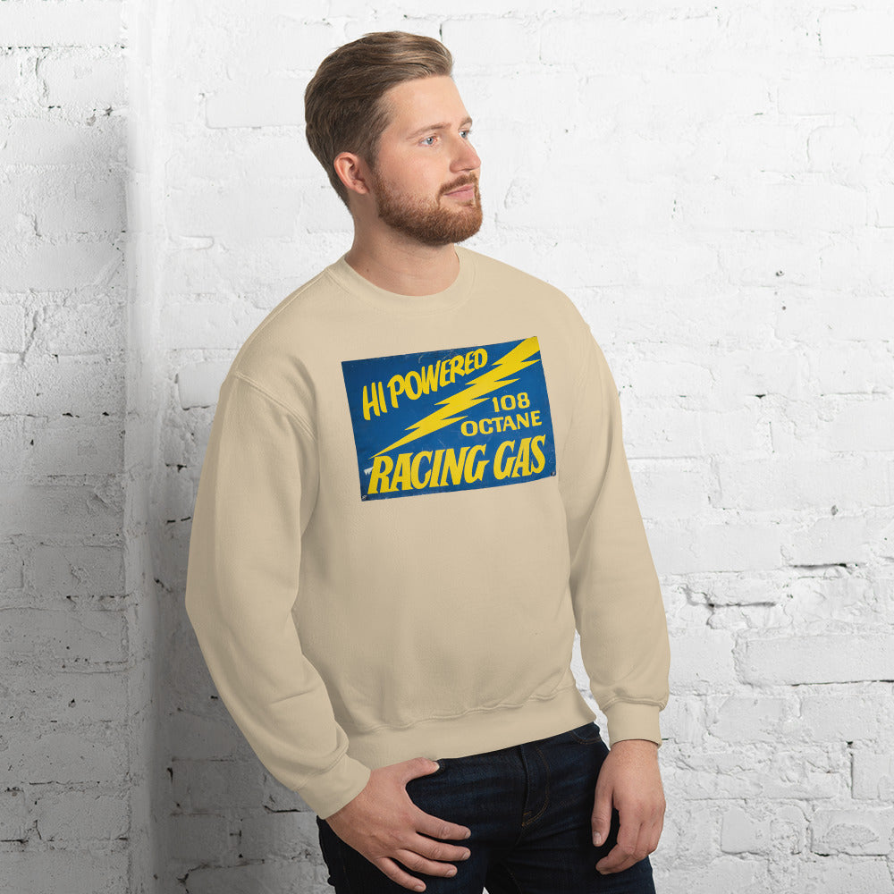 Vintage Racing Gas 108 Octane Porcelain Style Unisex Sweatshirt