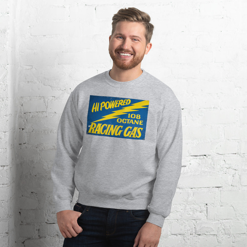 Vintage Racing Gas 108 Octane Porcelain Style Unisex Sweatshirt