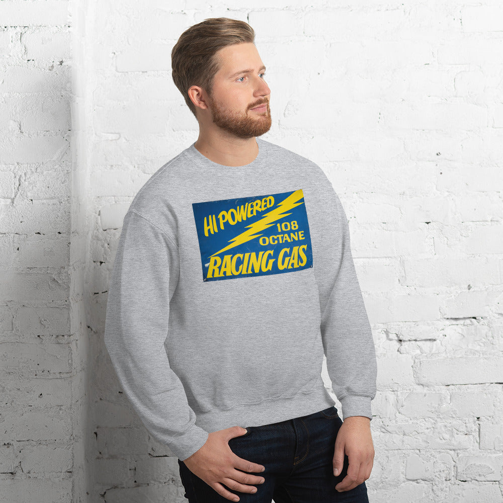 Vintage Racing Gas 108 Octane Porcelain Style Unisex Sweatshirt