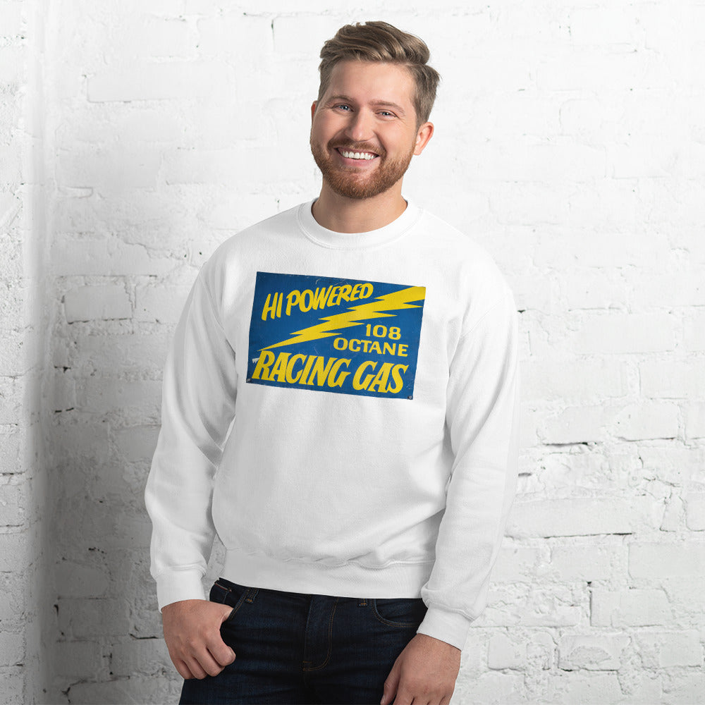 Vintage Racing Gas 108 Octane Porcelain Style Unisex Sweatshirt