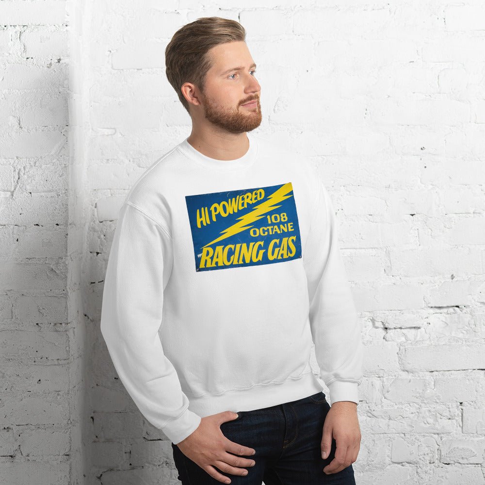 Vintage Racing Gas 108 Octane Porcelain Style Unisex Sweatshirt