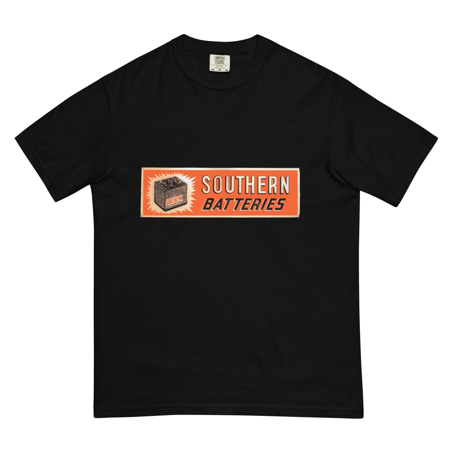 Retro National Battery Sign Patina Style Unisex garment-dyed heavyweight t-shirt