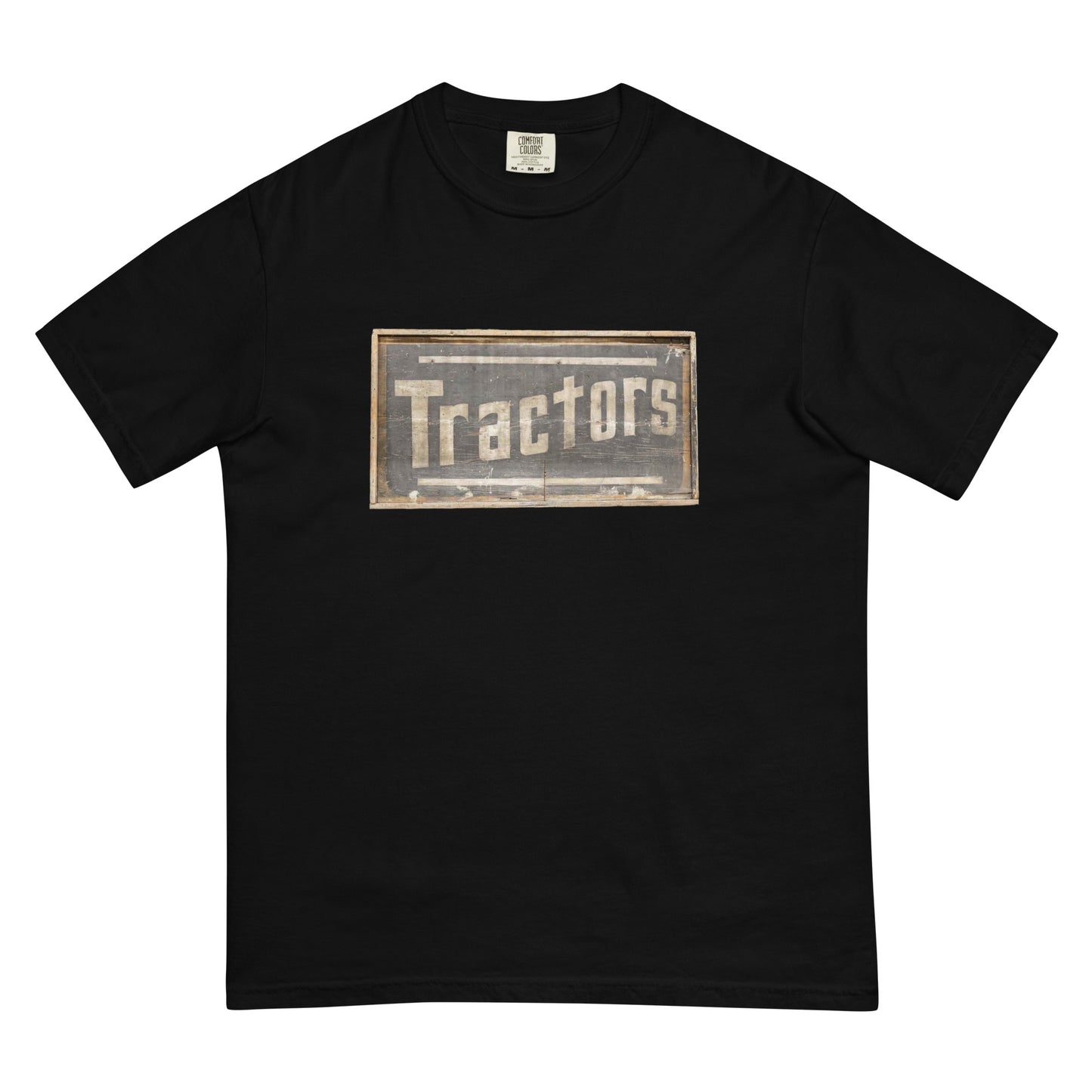 Retro Tractors Sign Wood Style Unisex garment-dyed heavyweight t-shirt