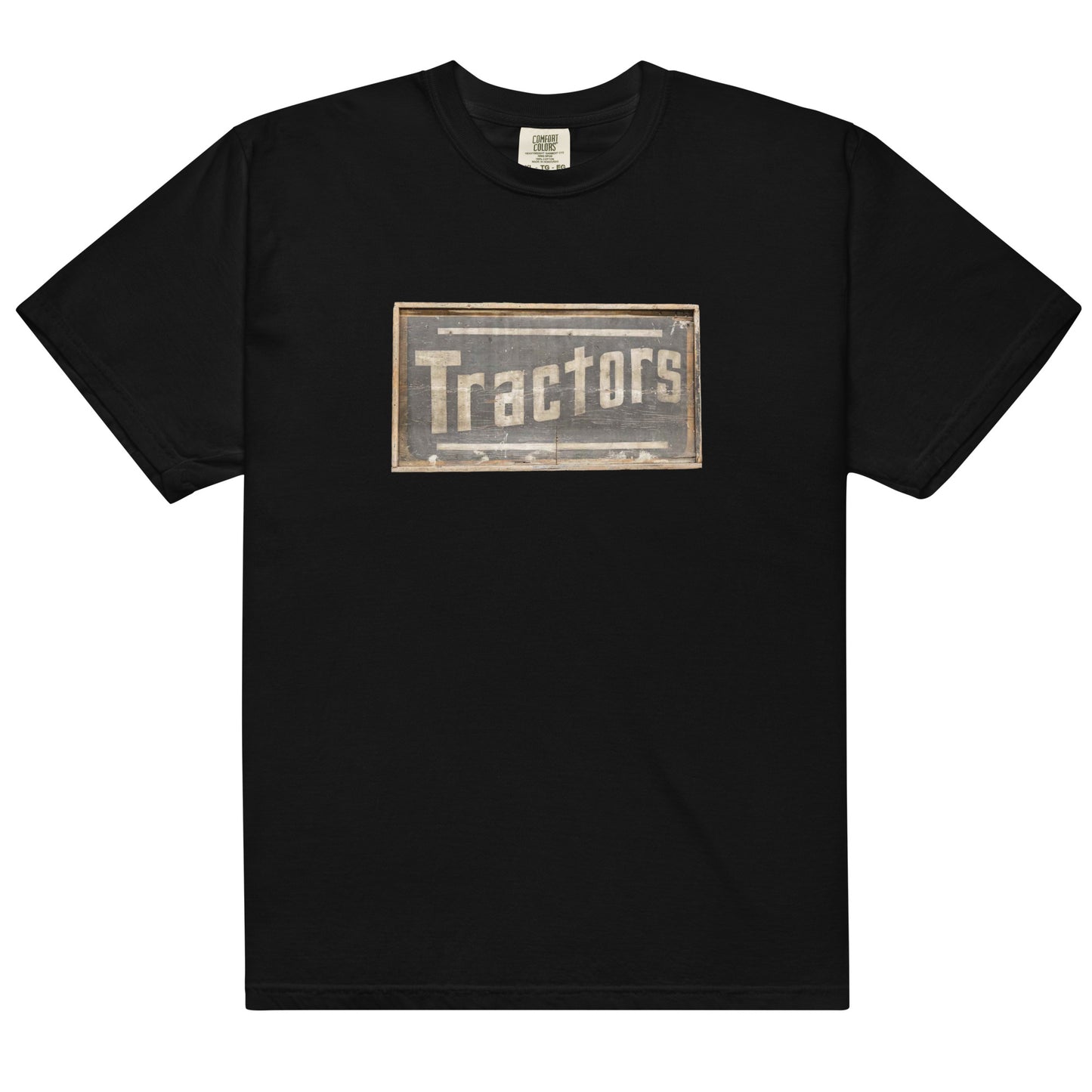 Retro Tractors Sign Wood Style Unisex garment-dyed heavyweight t-shirt