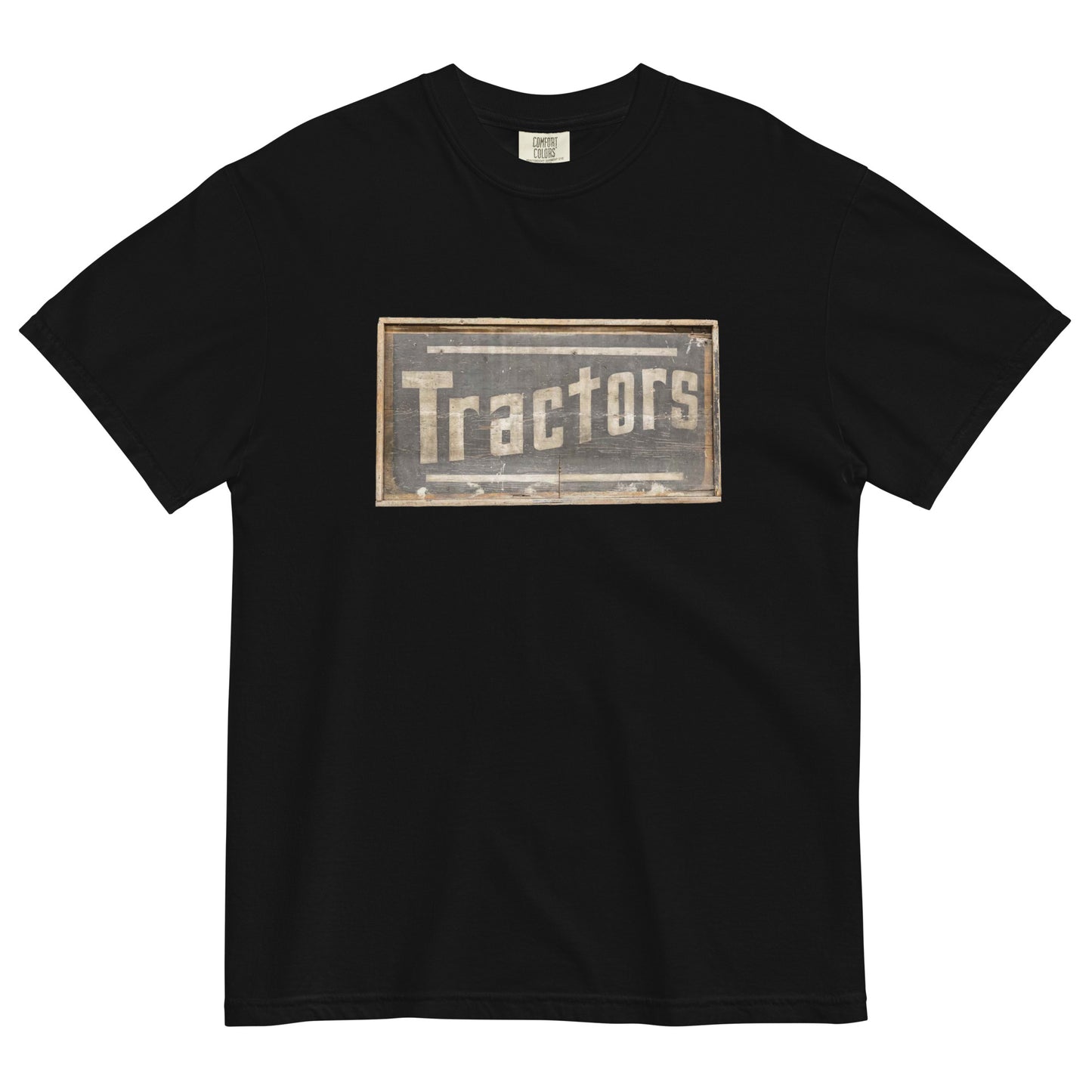 Retro Tractors Sign Wood Style Unisex garment-dyed heavyweight t-shirt