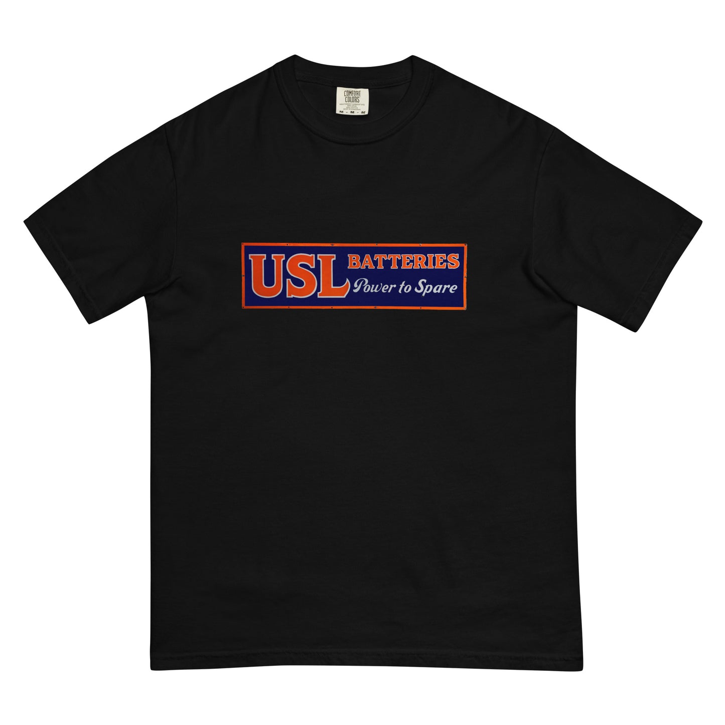 Retro USL Battery Tin Style Unisex garment-dyed heavyweight t-shirt