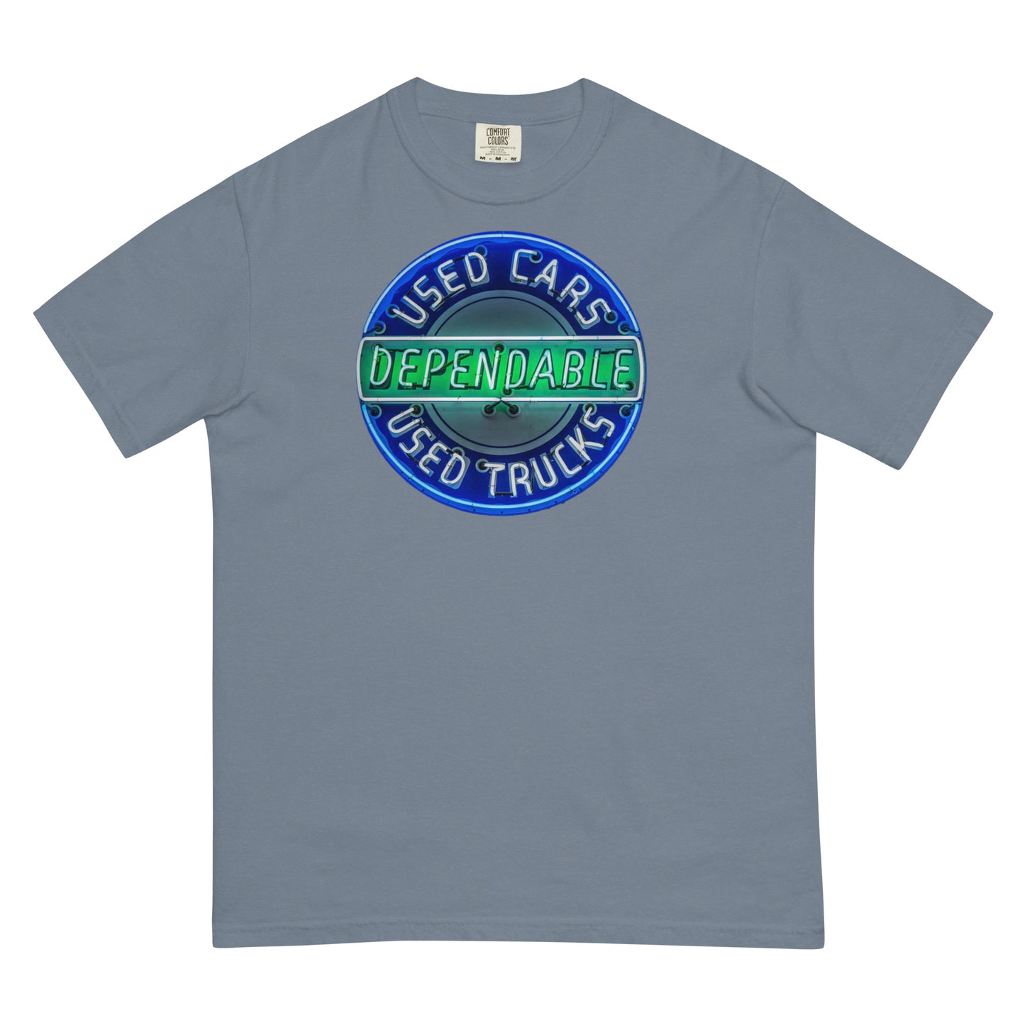 Retro Dependable Used Cars Neon Design Unisex garment-dyed heavyweight t-shirt