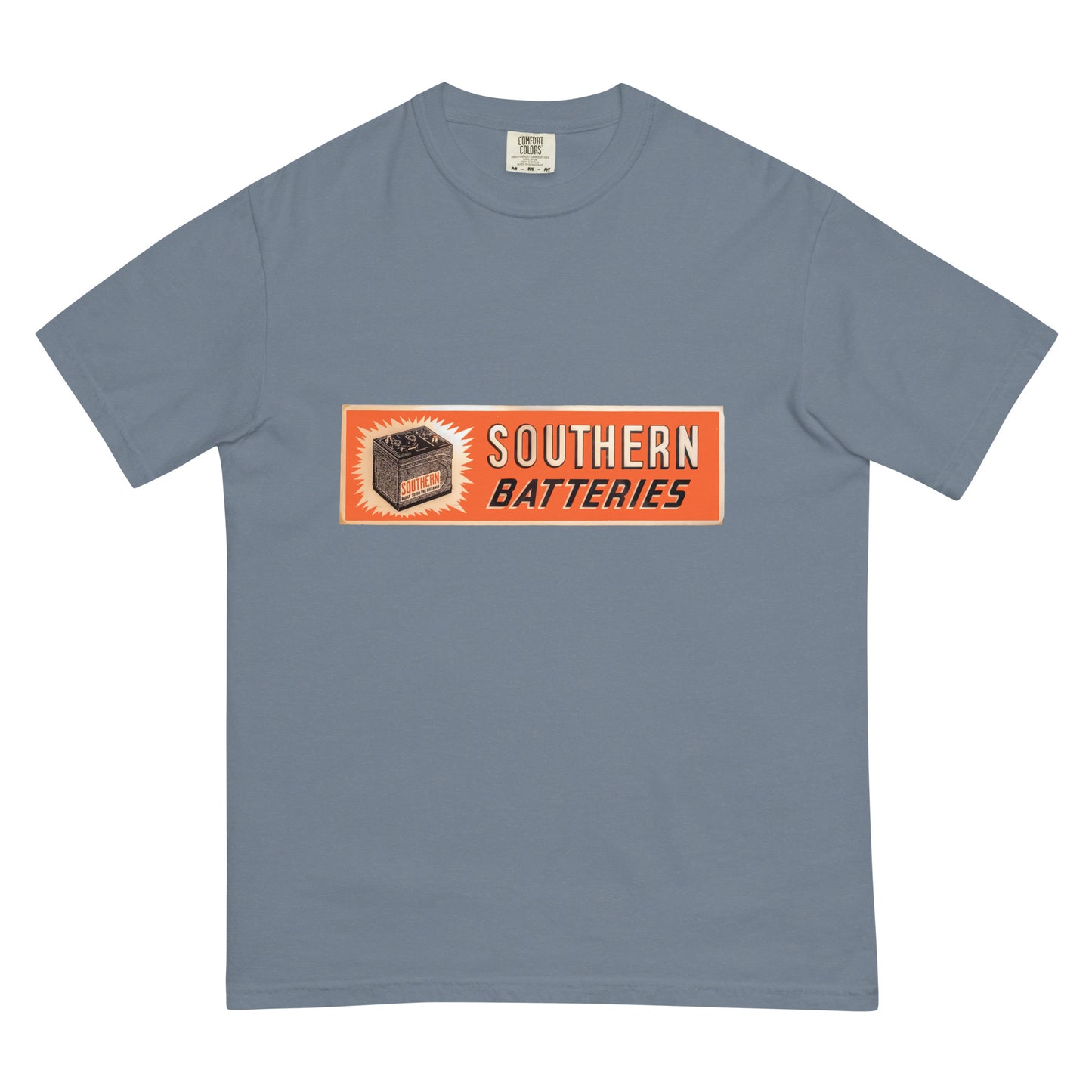 Retro National Battery Sign Patina Style Unisex garment-dyed heavyweight t-shirt