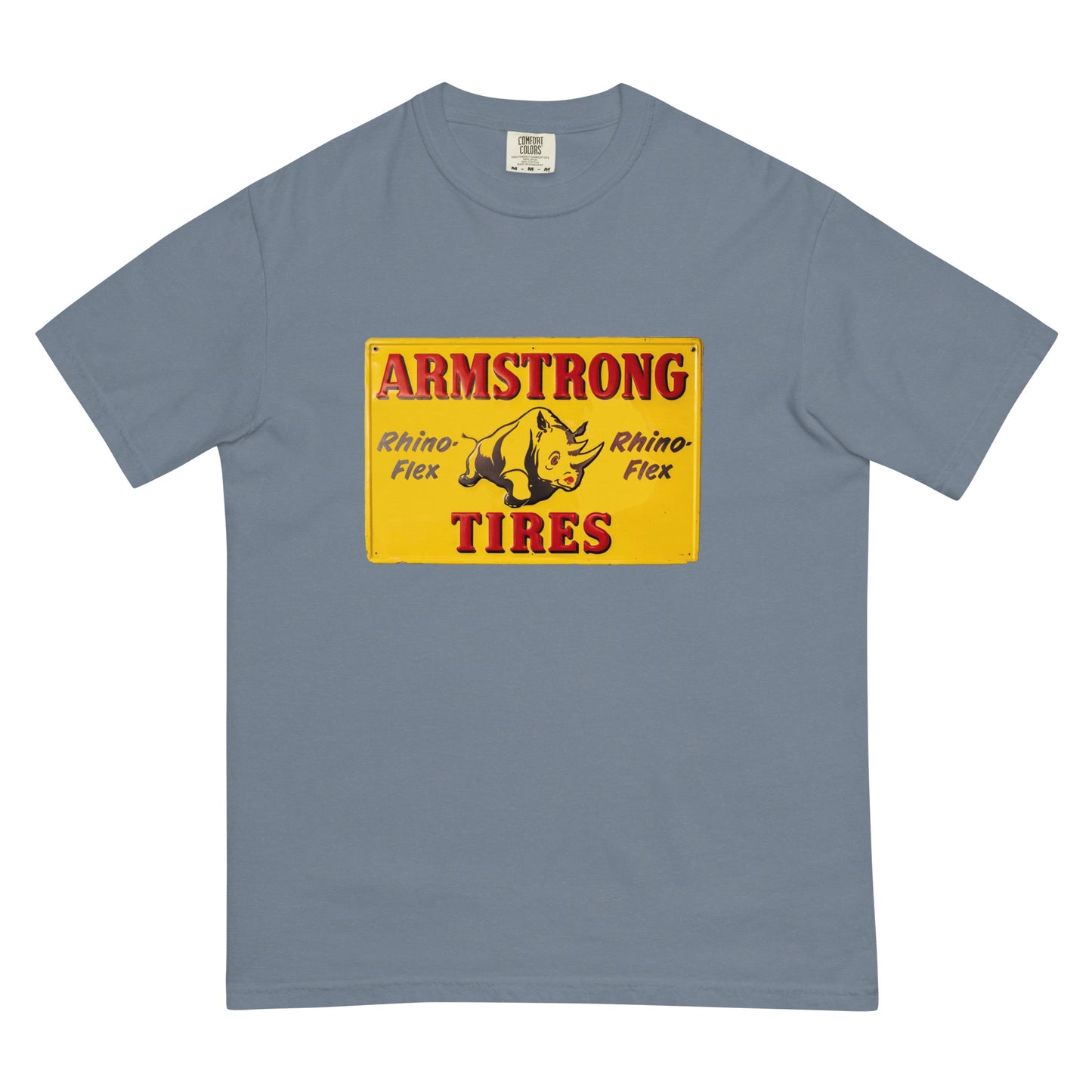 Retro Rhino Tire Sign Tin Style Unisex garment-dyed heavyweight t-shirt