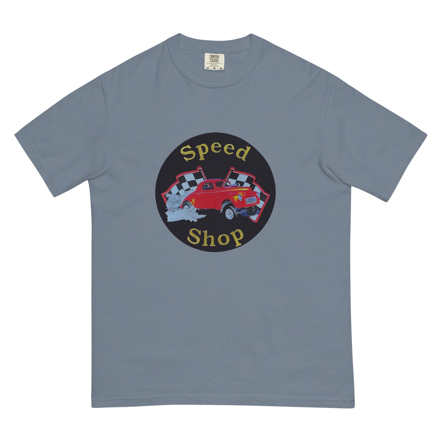 Retro Speed Shop Tin Style Unisex garment-dyed heavyweight t-shirt