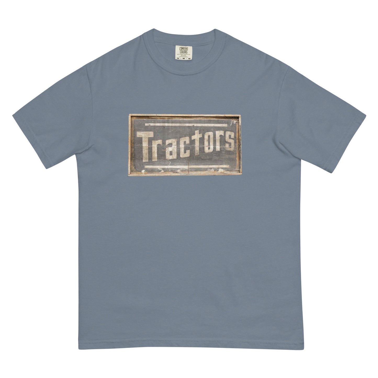 Retro Tractors Sign Wood Style Unisex garment-dyed heavyweight t-shirt