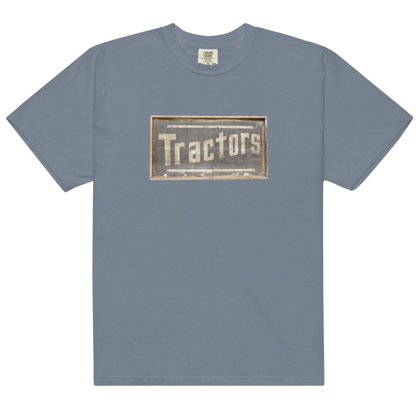 Retro Tractors Sign Wood Style Unisex garment-dyed heavyweight t-shirt