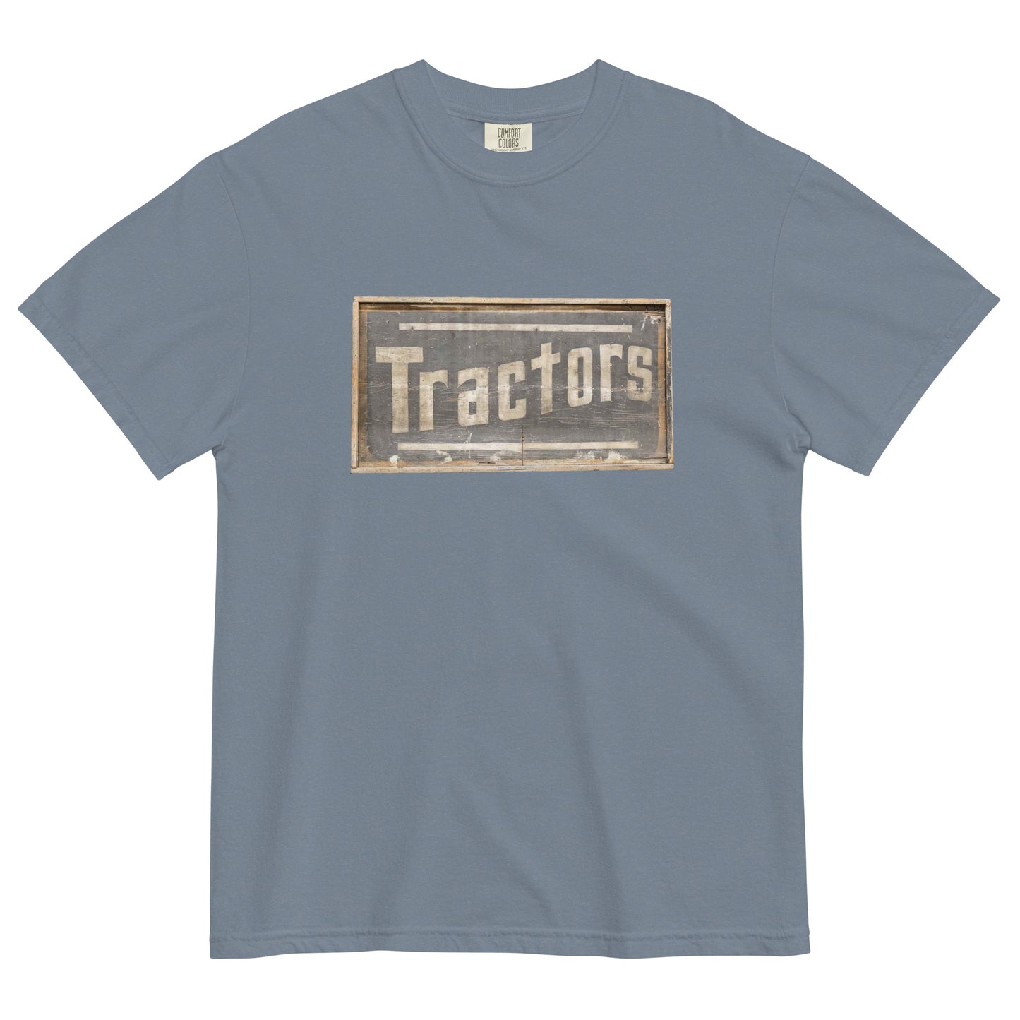 Retro Tractors Sign Wood Style Unisex garment-dyed heavyweight t-shirt