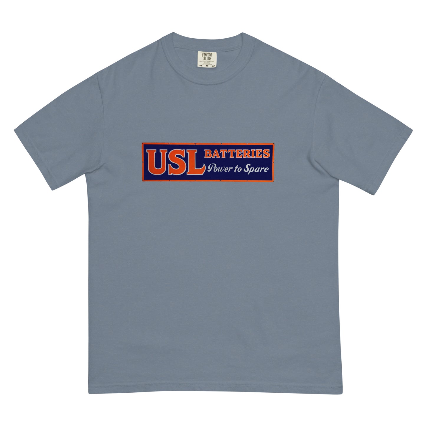 Retro USL Battery Tin Style Unisex garment-dyed heavyweight t-shirt