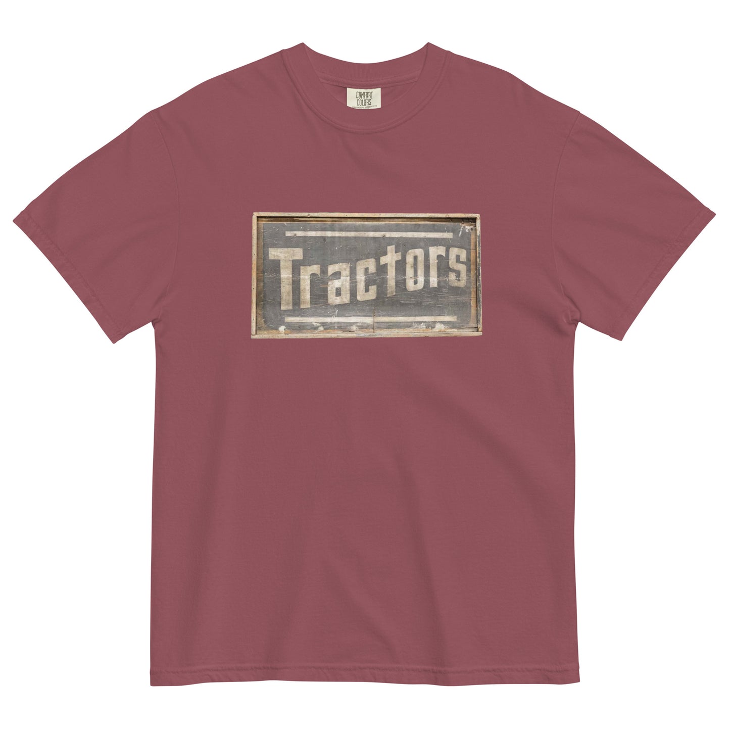 Retro Tractors Sign Wood Style Unisex garment-dyed heavyweight t-shirt