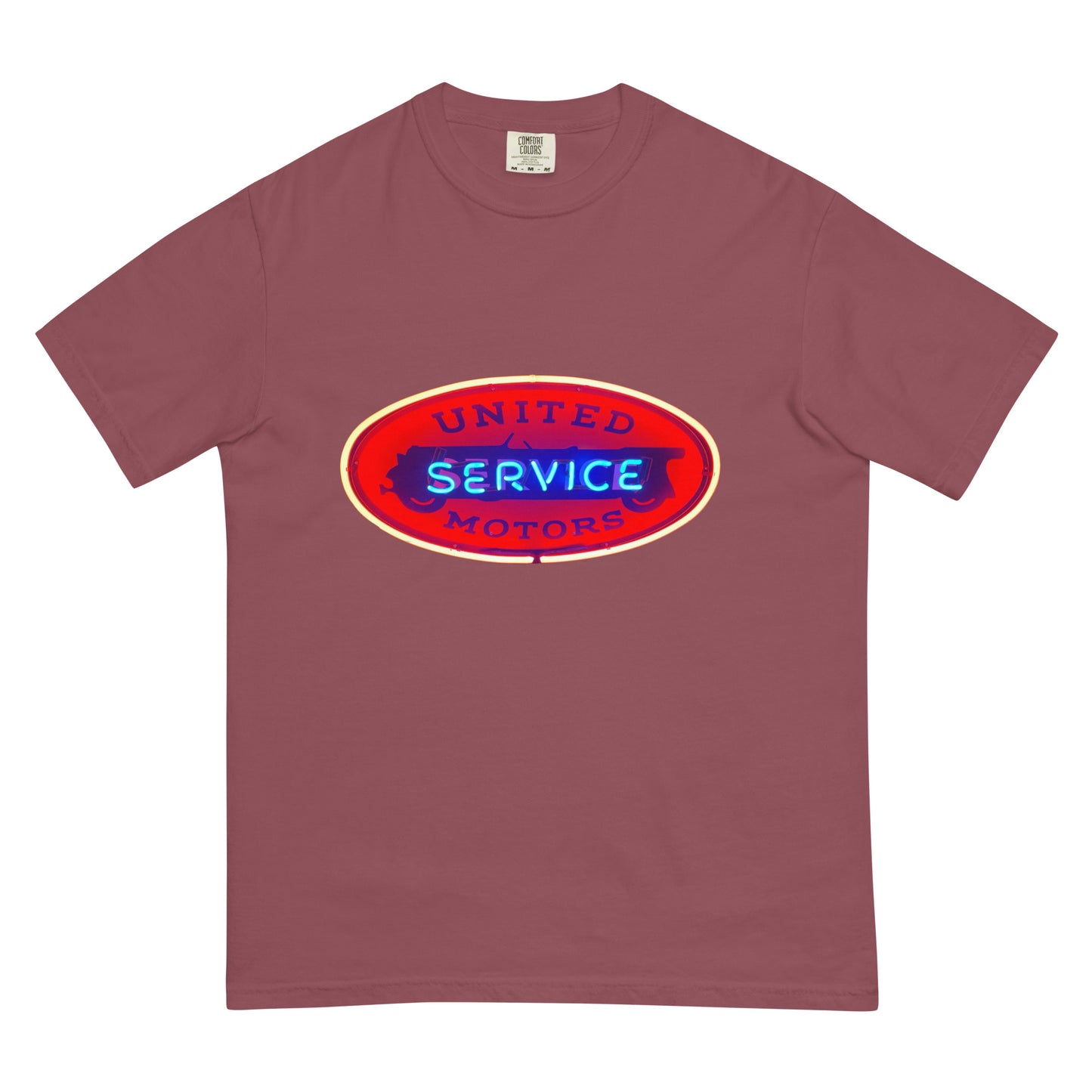 Vintage United Service Motor Neon Style Lit Unisex garment-dyed heavyweight t-shirt