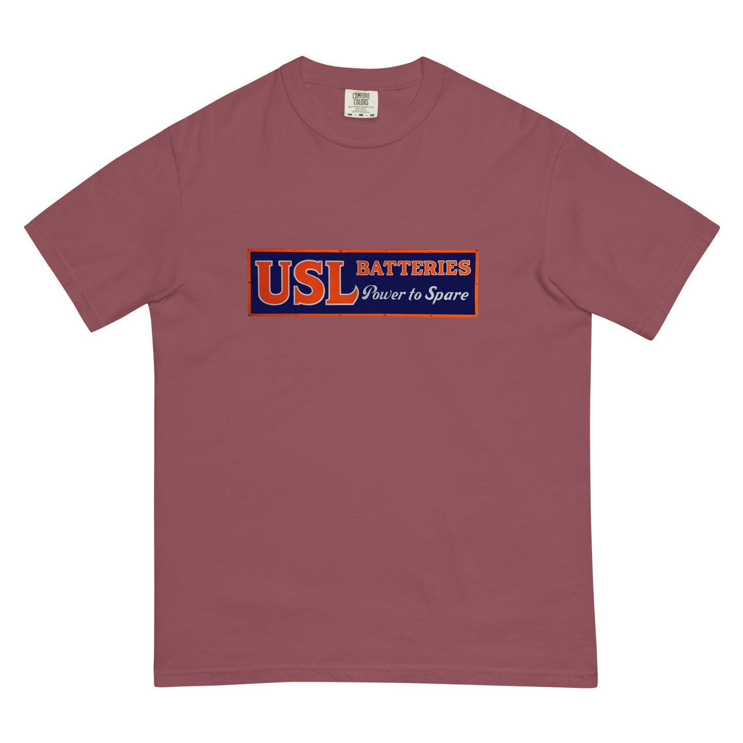 Retro USL Battery Tin Style Unisex garment-dyed heavyweight t-shirt