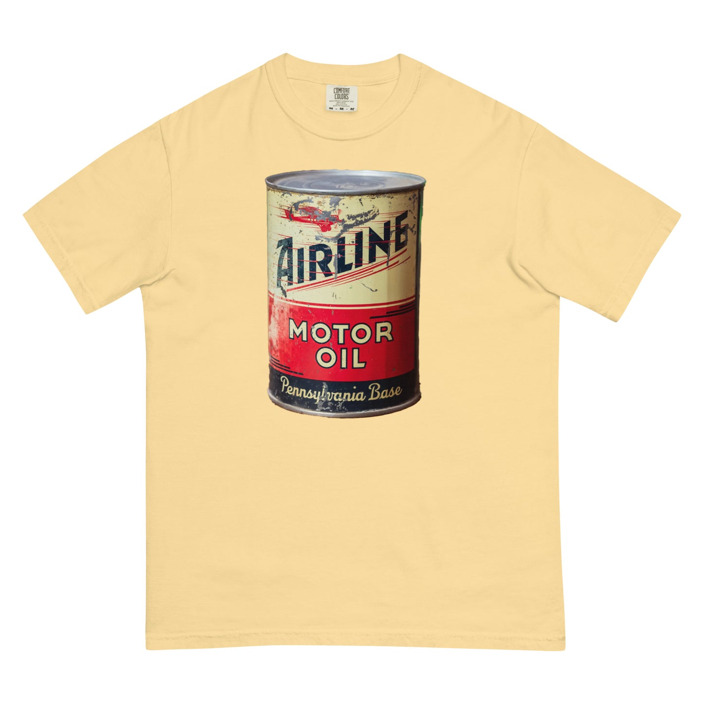 Aviation Oil Soup Can Style Unisex garment-dyed heavyweight t-shirt