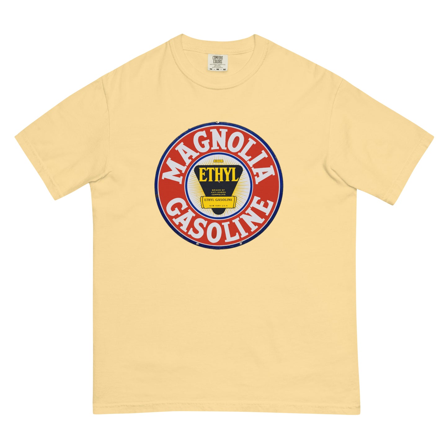 Retro Tin Gas Sign Magnolia Unisex garment-dyed heavyweight t-shirt