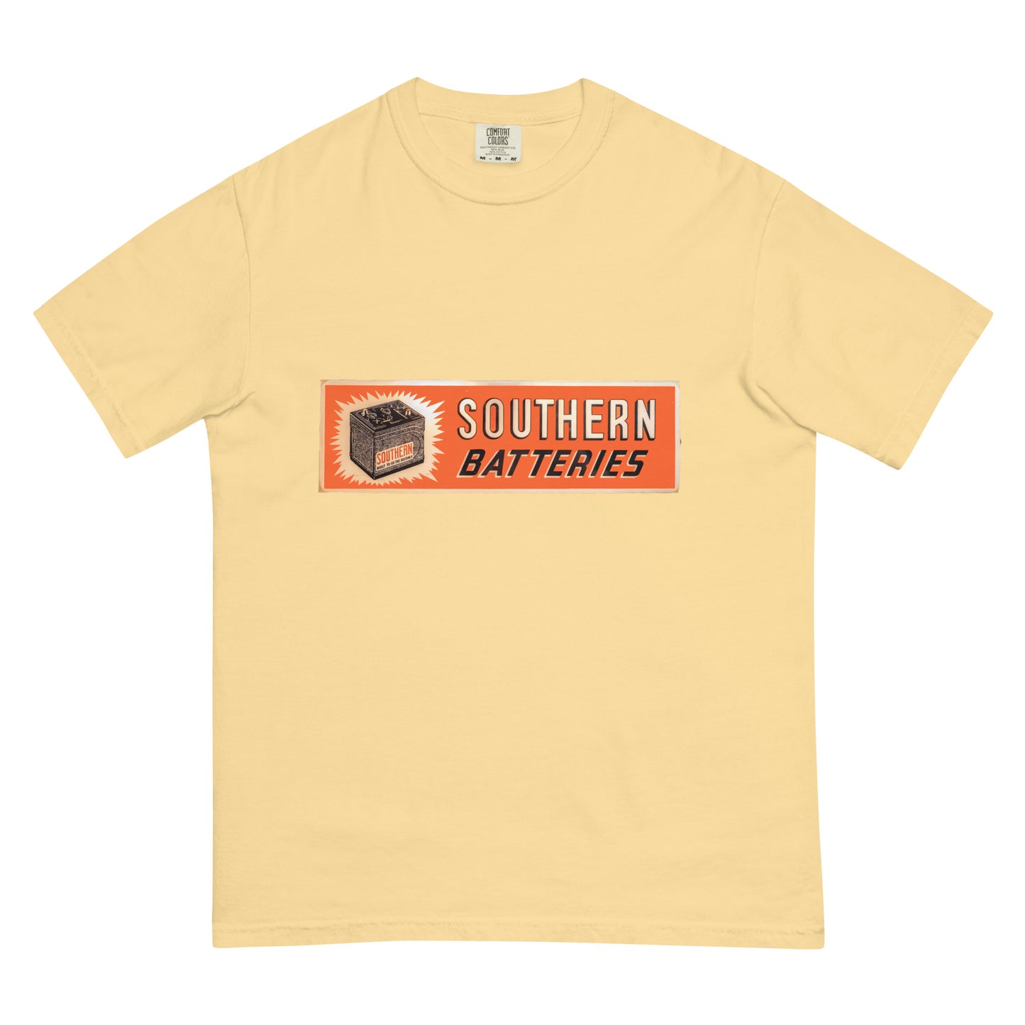 Retro National Battery Sign Patina Style Unisex garment-dyed heavyweight t-shirt