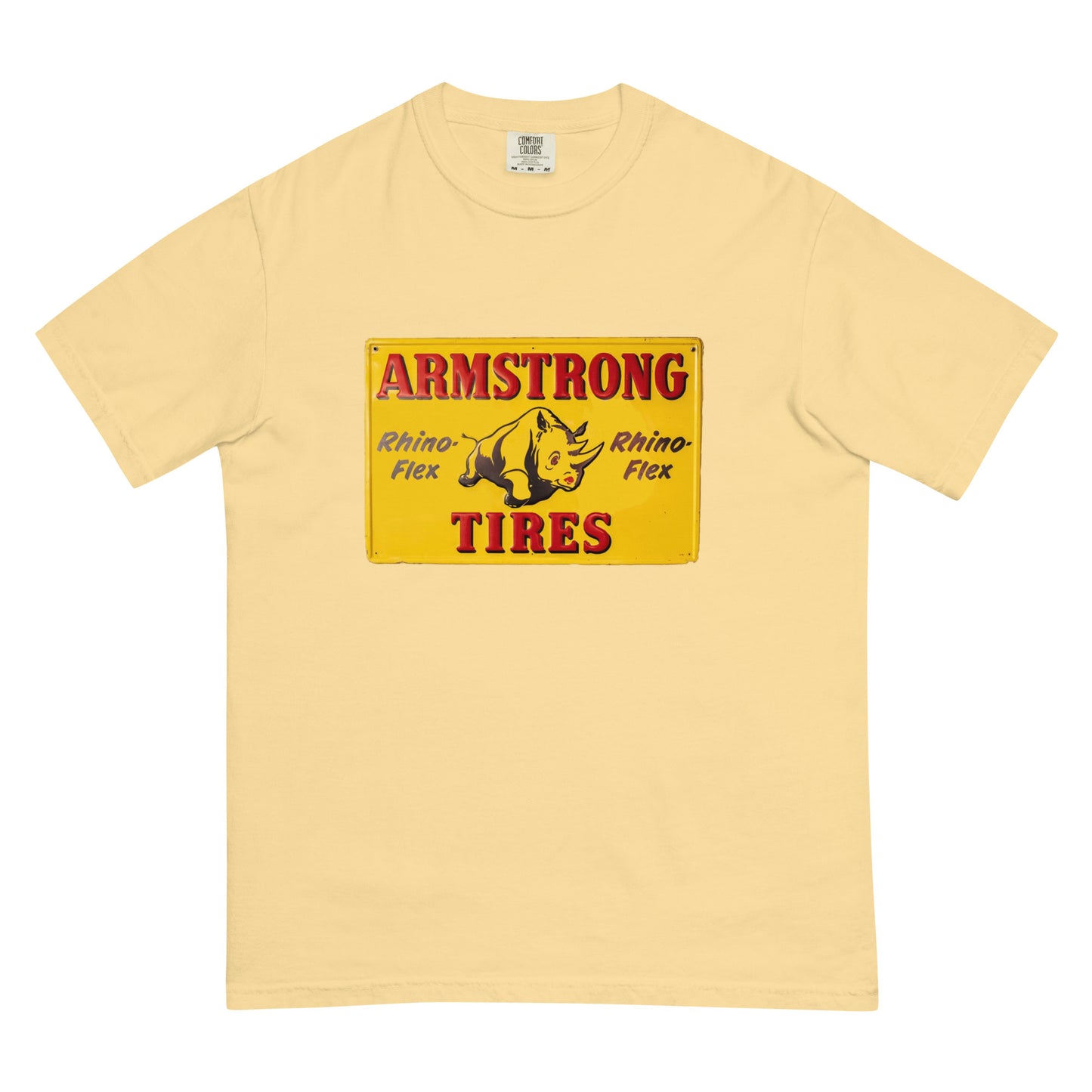 Retro Rhino Tire Sign Tin Style Unisex garment-dyed heavyweight t-shirt