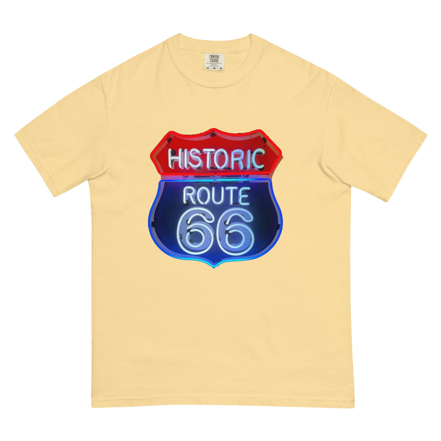 Vintage Route 66 Neon Style Unisex garment-dyed heavyweight t-shirt