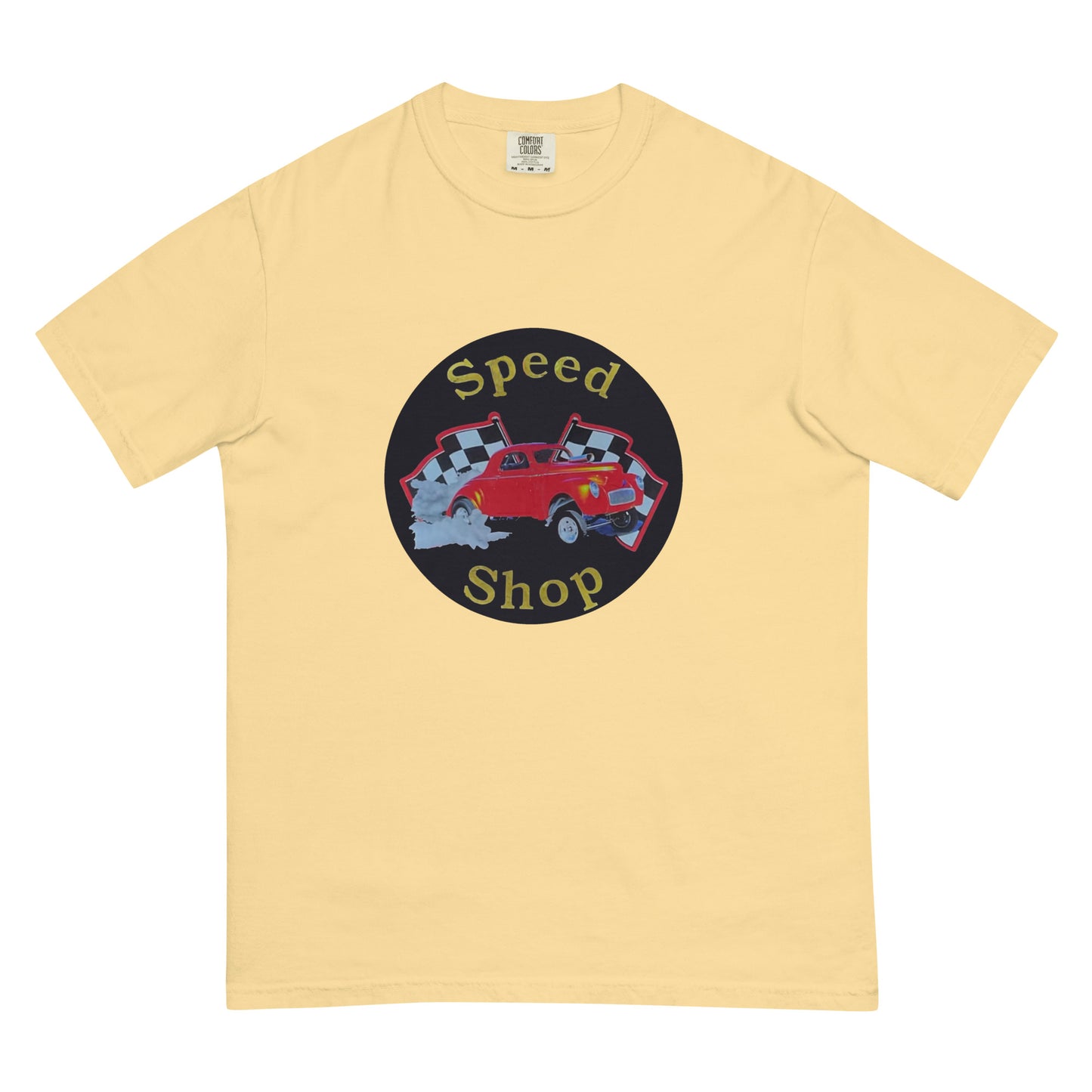 Retro Speed Shop Tin Style Unisex garment-dyed heavyweight t-shirt