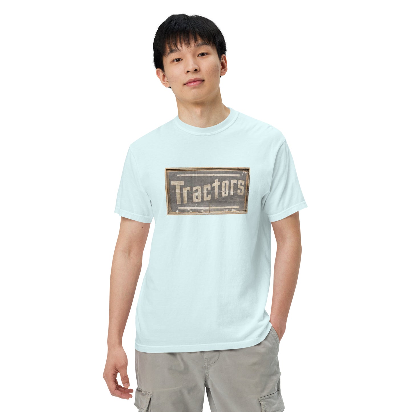 Retro Tractors Sign Wood Style Unisex garment-dyed heavyweight t-shirt