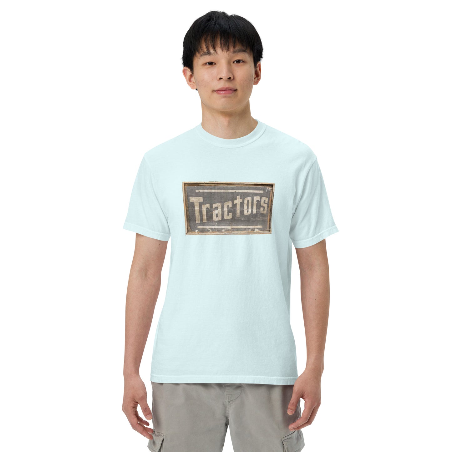 Retro Tractors Sign Wood Style Unisex garment-dyed heavyweight t-shirt