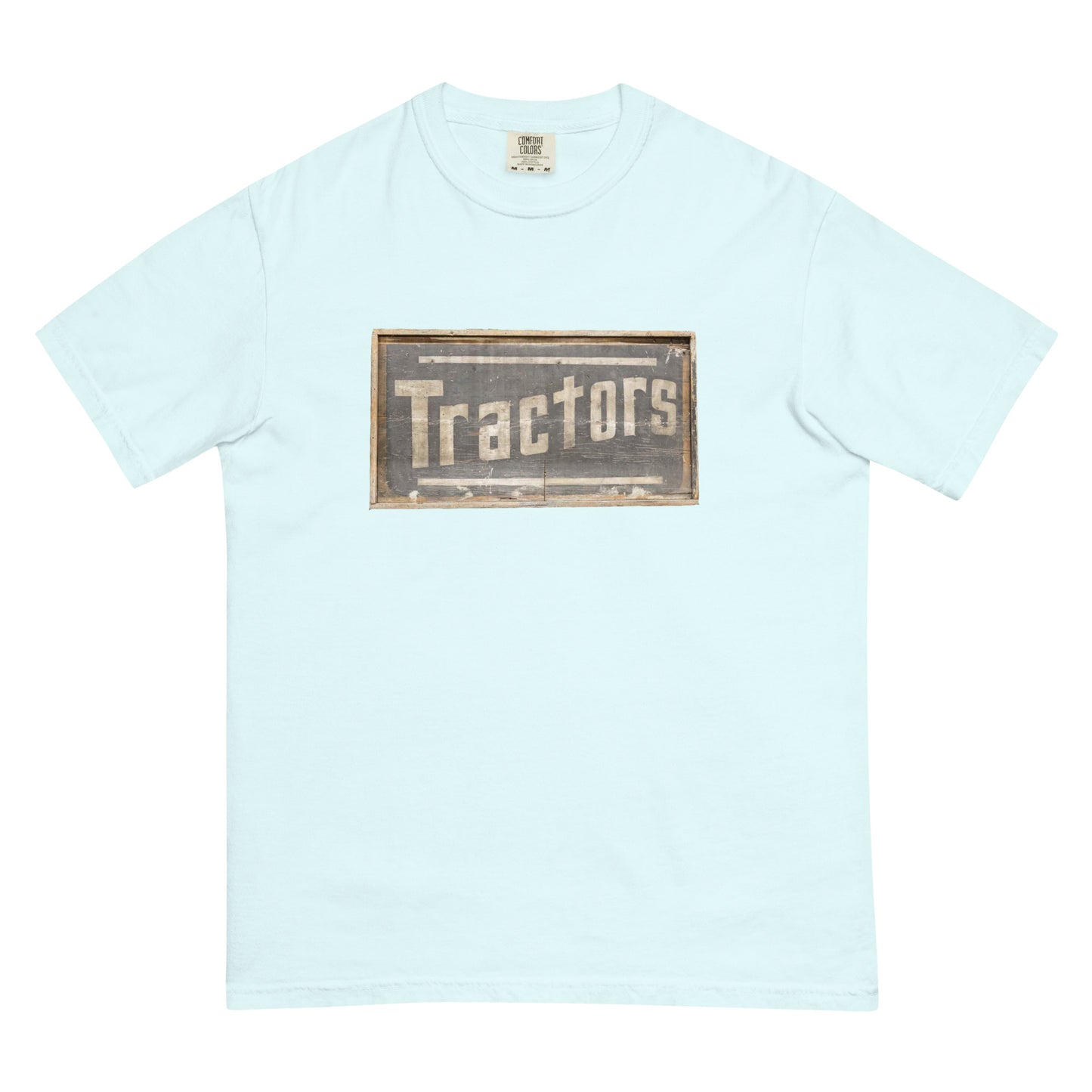 Retro Tractors Sign Wood Style Unisex garment-dyed heavyweight t-shirt