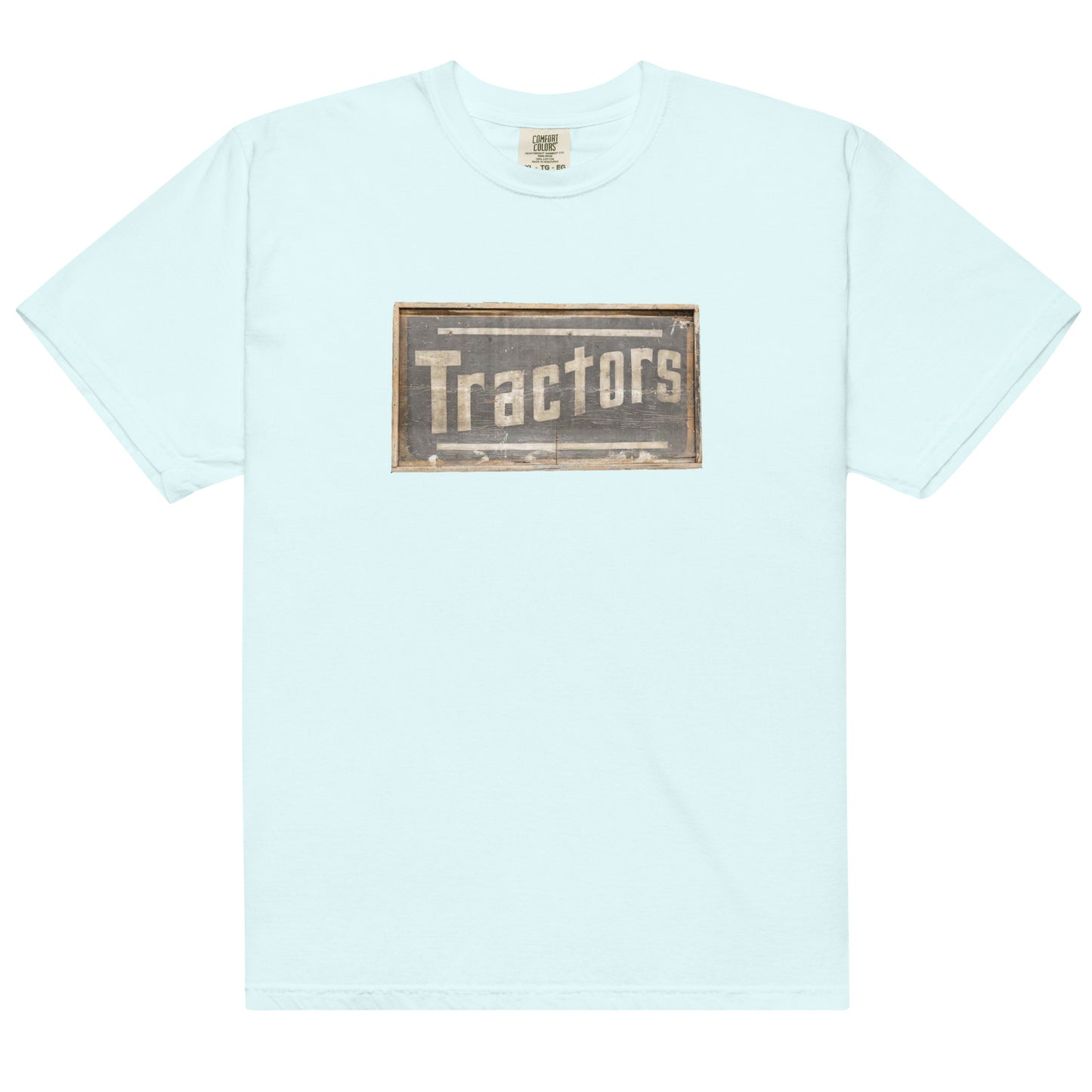 Retro Tractors Sign Wood Style Unisex garment-dyed heavyweight t-shirt