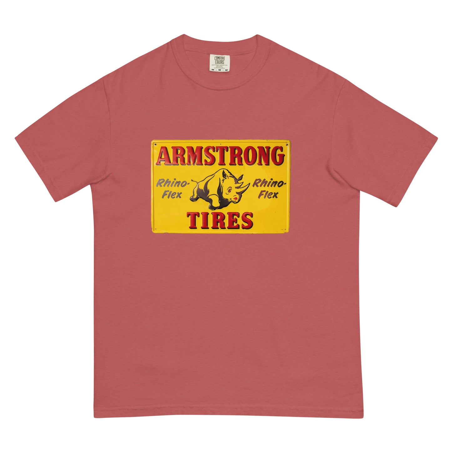 Retro Rhino Tire Sign Tin Style Unisex garment-dyed heavyweight t-shirt