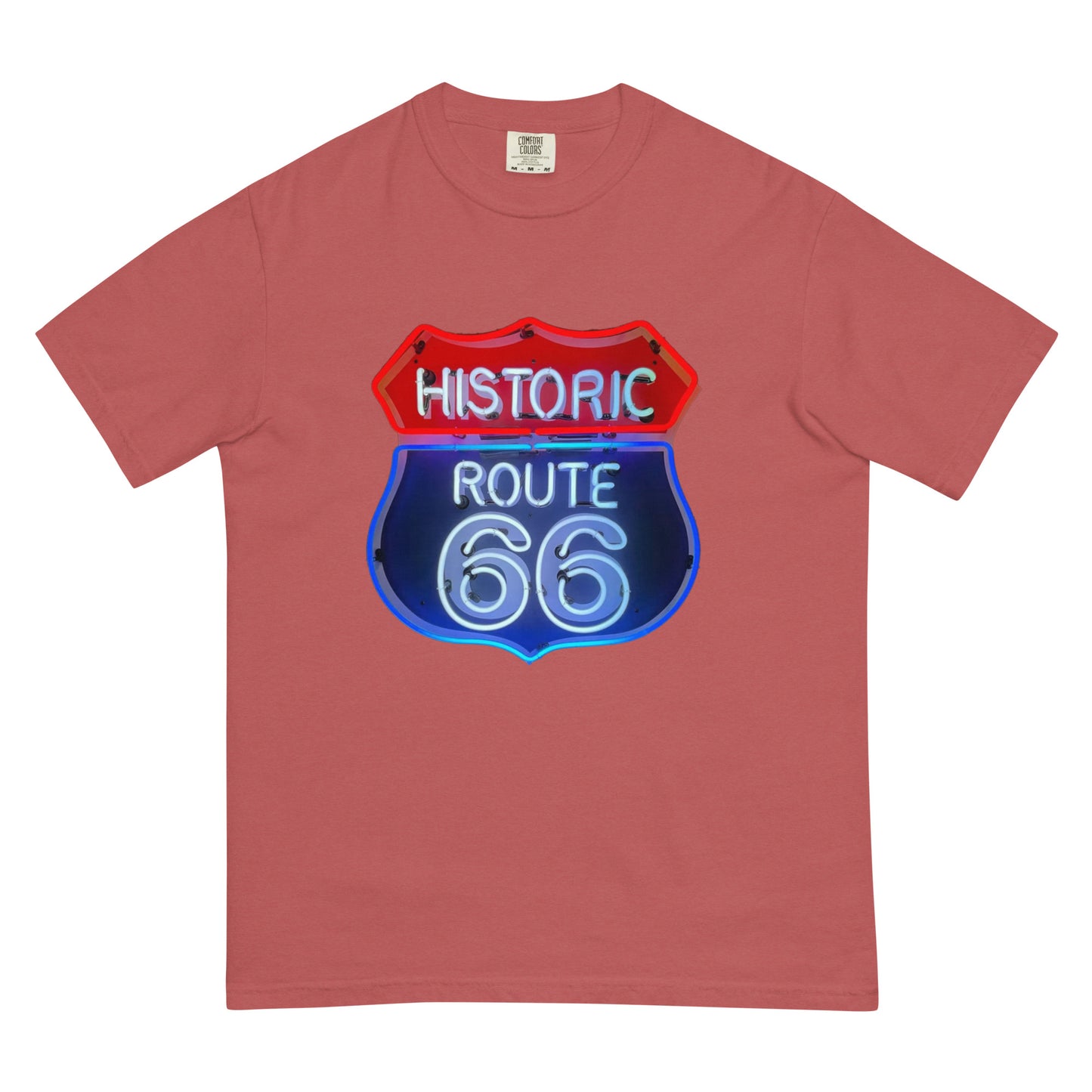 Vintage Route 66 Neon Style Unisex garment-dyed heavyweight t-shirt