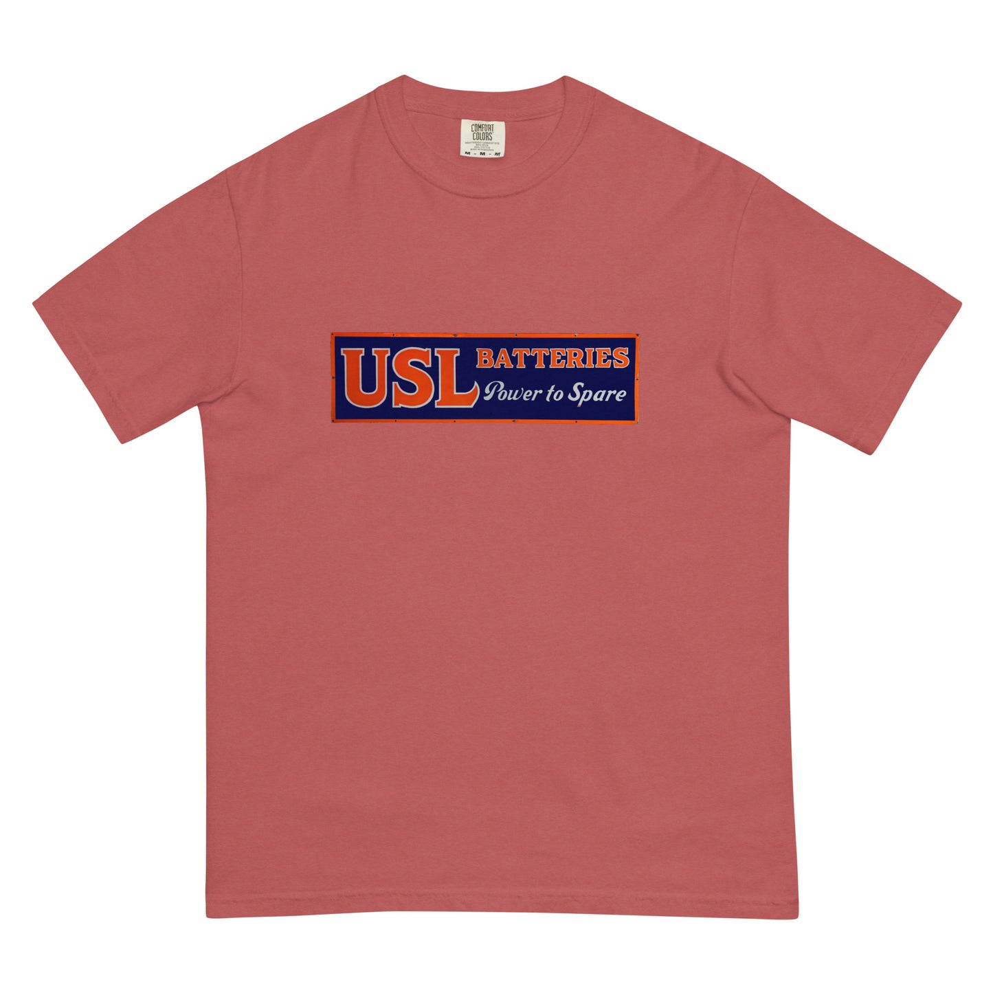 Retro USL Battery Tin Style Unisex garment-dyed heavyweight t-shirt