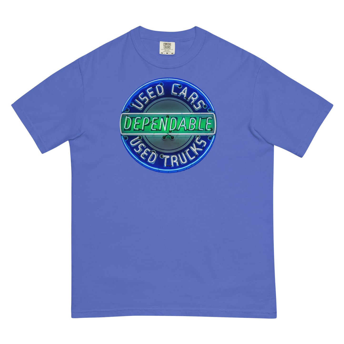 Retro Dependable Used Cars Neon Design Unisex garment-dyed heavyweight t-shirt