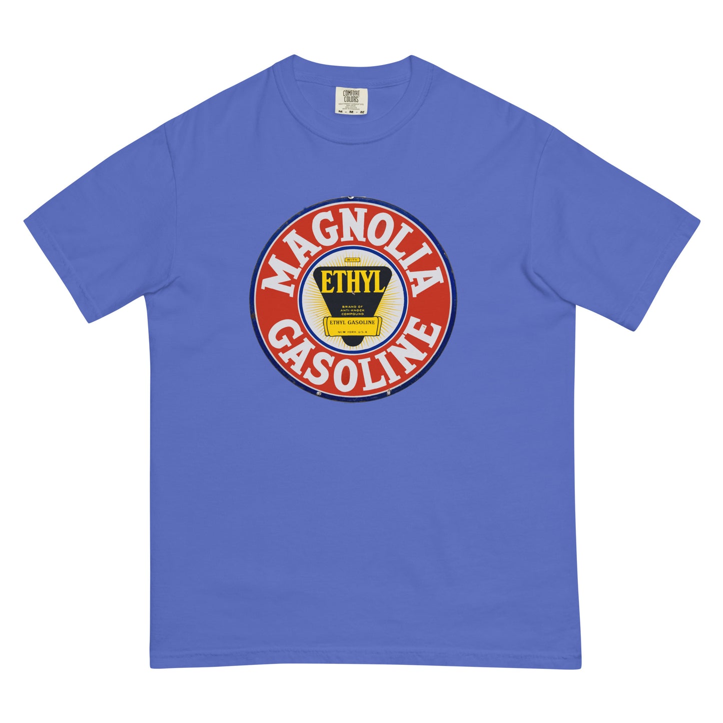 Retro Tin Gas Sign Magnolia Unisex garment-dyed heavyweight t-shirt