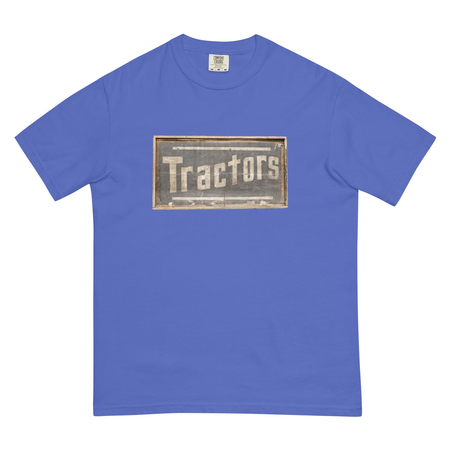 Retro Tractors Sign Wood Style Unisex garment-dyed heavyweight t-shirt