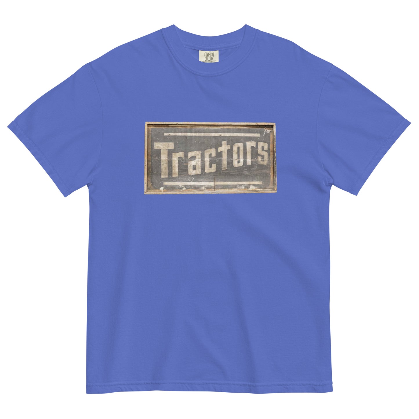 Retro Tractors Sign Wood Style Unisex garment-dyed heavyweight t-shirt