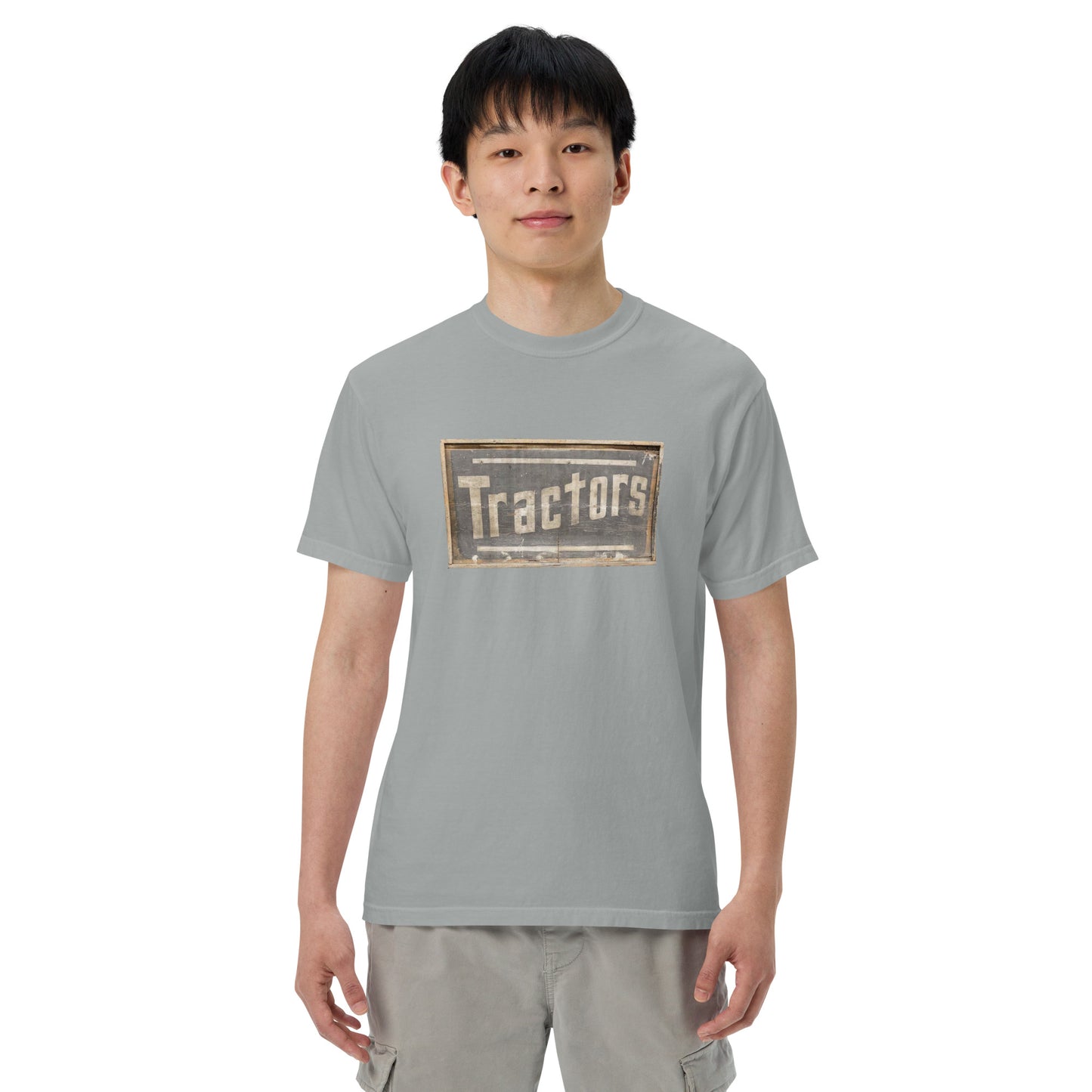 Retro Tractors Sign Wood Style Unisex garment-dyed heavyweight t-shirt