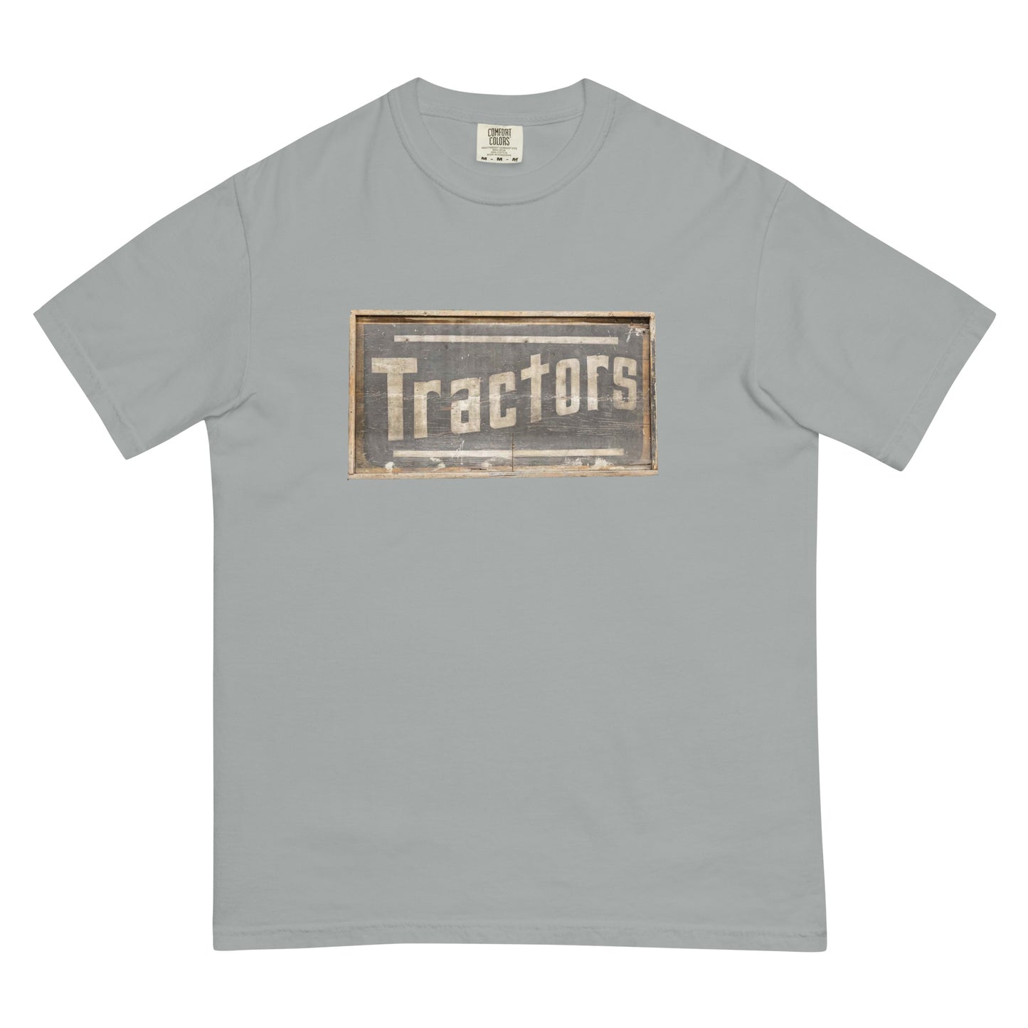 Retro Tractors Sign Wood Style Unisex garment-dyed heavyweight t-shirt