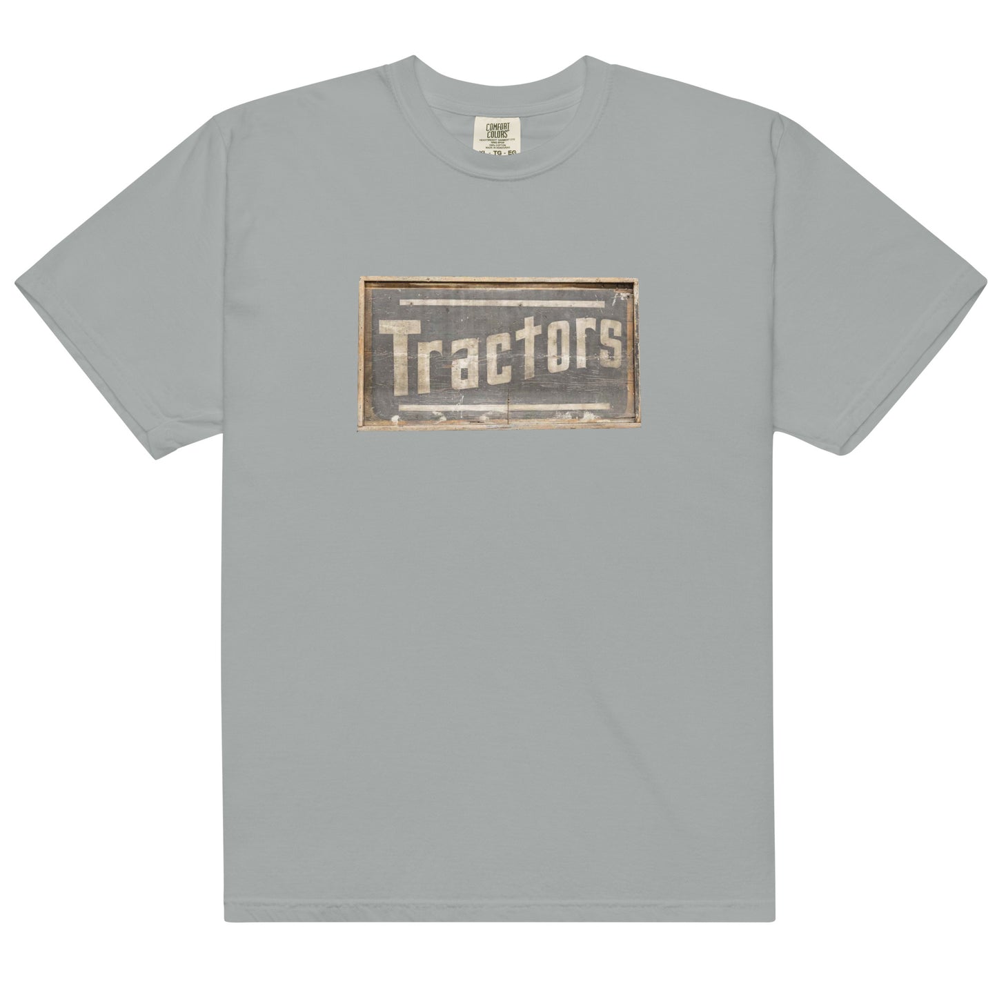 Retro Tractors Sign Wood Style Unisex garment-dyed heavyweight t-shirt